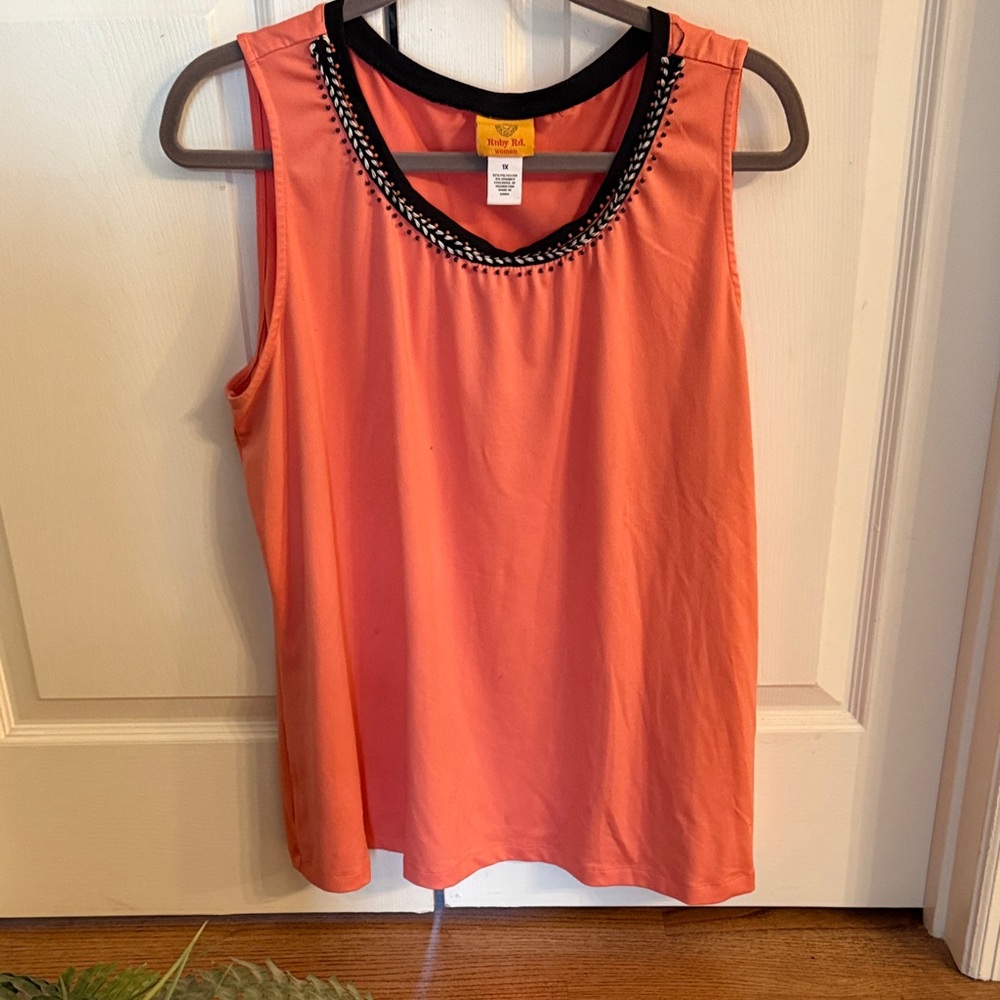 Ruby Rd. Orange Tank Top with Black Trim